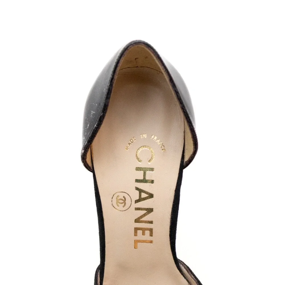 Vintage Chanel Black Suede & Patent Leather D'Orsay Heels – Size 35.5 (US‎ 5.5